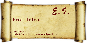 Erni Irina névjegykártya